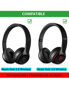 Almohadillas de Reemplazo JECOBB para Auriculares Beats Solo 2/3 - Cuero y Espuma de Memoria 2