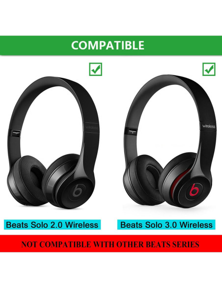 Almohadillas de Reemplazo JECOBB para Auriculares Beats Solo 2/3 - Cuero y Espuma de Memoria