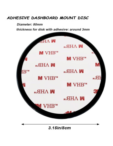 Disco de Montaje Adhesivo 80mm AYWFEY para Soporte de Coche