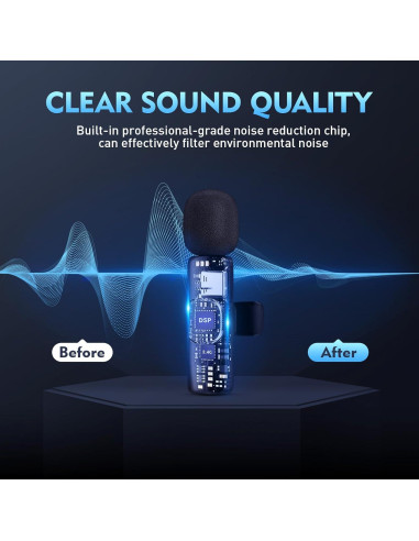 Micrófono Inalámbrico Lavalier TUTGLOBAL K9 para iPhone y Android