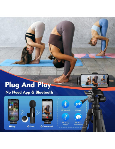 Micrófono Inalámbrico Lavalier TUTGLOBAL K9 para iPhone y Android