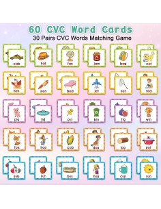 Juego de Memoria CVC Distasio para Niños 3-5 Años - 60 Tarjetas 2