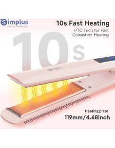 Plancha de Pelo SIMPLUS 2 en 1 Rosa 230C Calentamiento Rápido 2