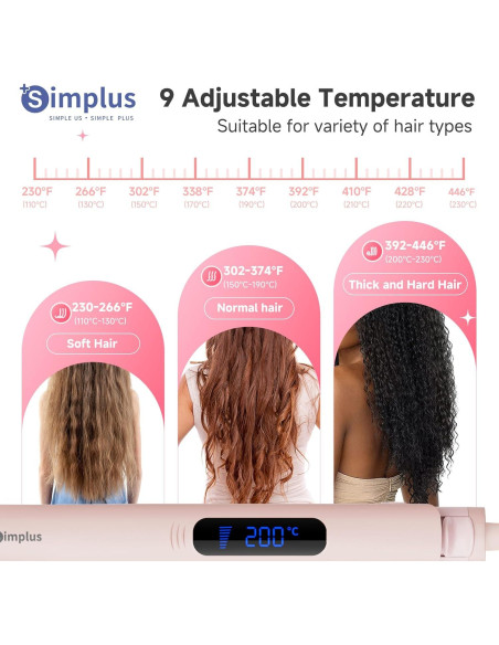 Plancha de Pelo SIMPLUS 2 en 1 Rosa 230C Calentamiento Rápido