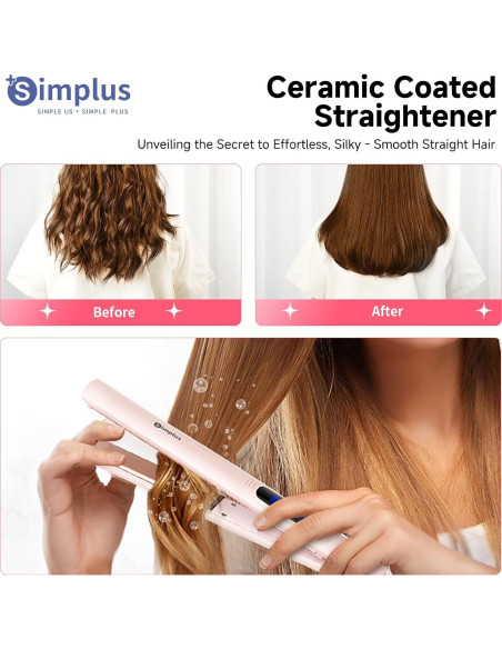 Plancha de Pelo SIMPLUS 2 en 1 Rosa 230C Calentamiento Rápido