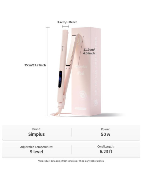 Plancha de Pelo SIMPLUS 2 en 1 Rosa 230C Calentamiento Rápido