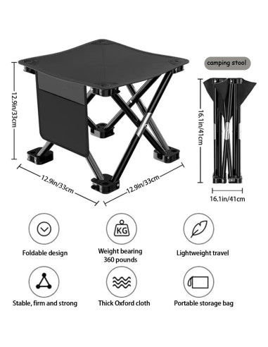 2 Pares de Taburete de Camping Plegable CYWDTYRDXZ 136kg