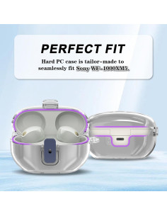 Funda protectora TPU clara para Sony WF-1000XM5 con mosquetón 2