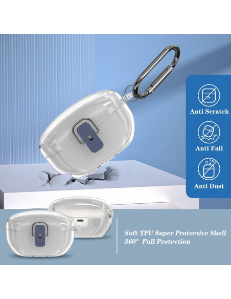 Funda protectora TPU clara para Sony WF-1000XM5 con mosquetón