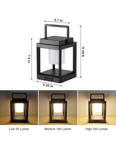 Lámpara de Mesa Solar LED Impermeable 22cm - Linterna Portátil 2