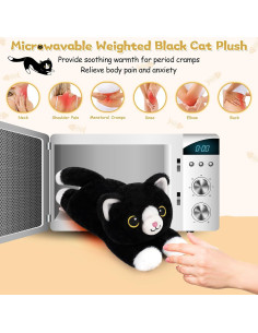 Almohadilla Térmica de Microondas Gato Negro Kawaii 33 cm 2