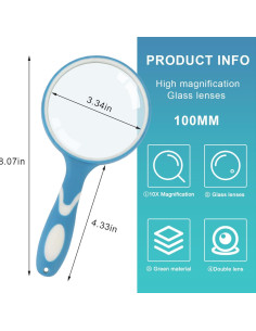 Lupa de Mano Rongon 10X Irrompible Azul 21cm para Lectura 2