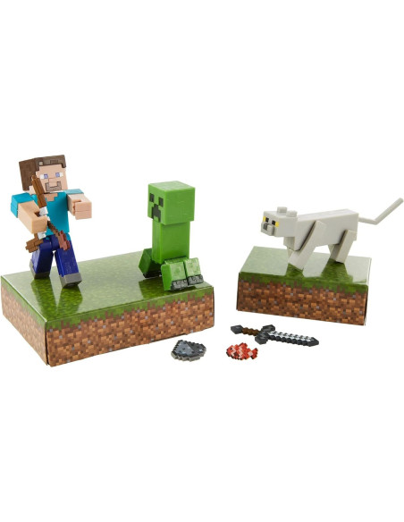 Paquete de Aventura Minecraft Mattel Creeper Asustado con Figuras y Accesorios