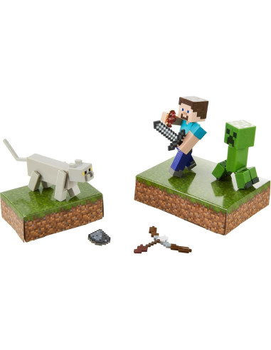Paquete de Aventura Minecraft Mattel Creeper Asustado con Figuras y Accesorios
