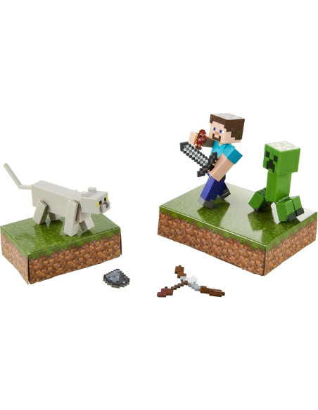 Paquete de Aventura Minecraft Mattel Creeper Asustado con Figuras y Accesorios