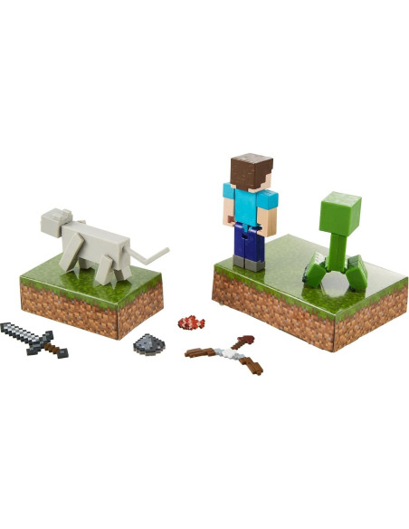 Paquete de Aventura Minecraft Mattel Creeper Asustado con Figuras y Accesorios