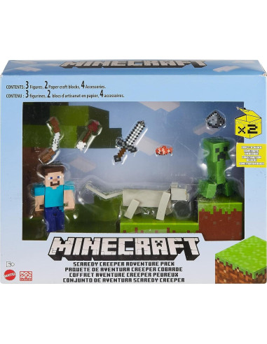 Paquete de Aventura Minecraft Mattel Creeper Asustado con Figuras y Accesorios