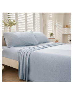 Sábana Plana Reina LIFETOWN Algodón Jersey Gris Azulado