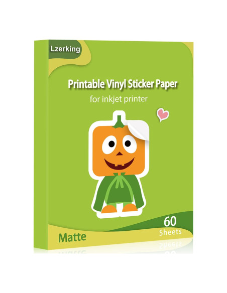 Papel de Etiquetas de Vinilo Imprimible Lzerking 60 Hojas 21.59x27.94 cm