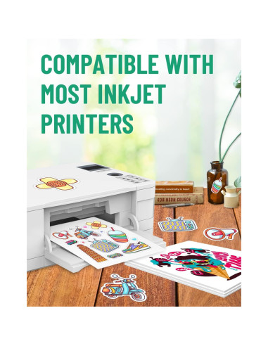 Papel de Etiquetas de Vinilo Imprimible Lzerking 60 Hojas 21.59x27.94 cm