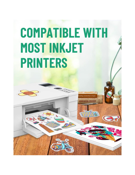 Papel de Etiquetas de Vinilo Imprimible Lzerking 60 Hojas 21.59x27.94 cm