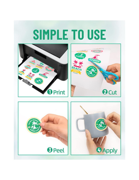 Papel de Etiquetas de Vinilo Imprimible Lzerking 60 Hojas 21.59x27.94 cm