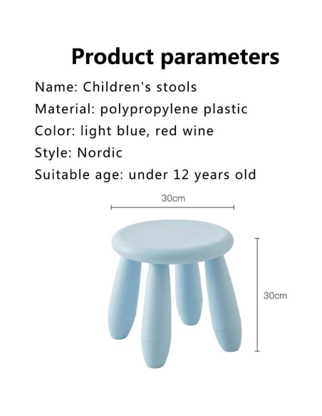 Taburete Infantil Soerreo Azul Claro 30 cm Resistente y Ligero