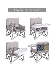 Asiento Portátil para Bebés PandaEar Gris con Mantelito 2