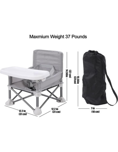 Asiento Portátil para Bebés PandaEar Gris con Mantelito