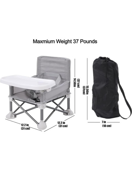 Asiento Portátil para Bebés PandaEar Gris con Mantelito