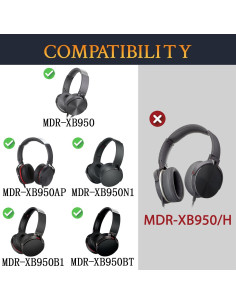 Almohadillas de Reemplazo SOULWIT para Auriculares Sony MDR-XB950 - Negro 2