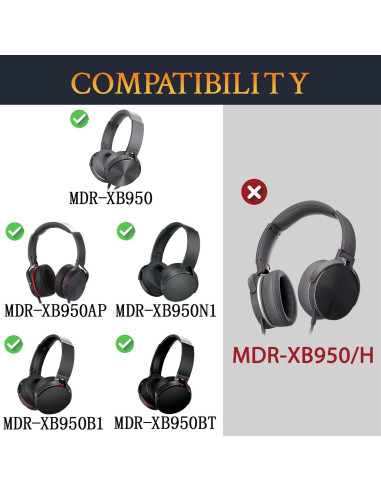 Almohadillas de Reemplazo SOULWIT para Auriculares Sony MDR-XB950 - Negro