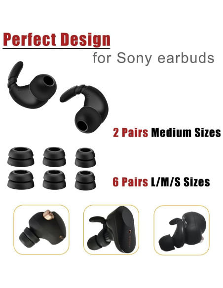 Consejos de oído antideslizantes Mijusun para auriculares Sony