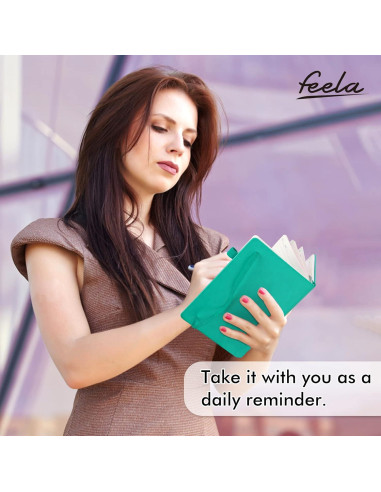 Paquete de 3 Cuadernos Duro Rayado Feela A5 Aqua con 3 Bolígrafos