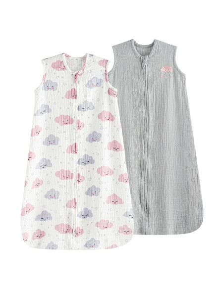 Saco de Dormir PHF 100% Algodón Muselina 0-6 Meses Nubes