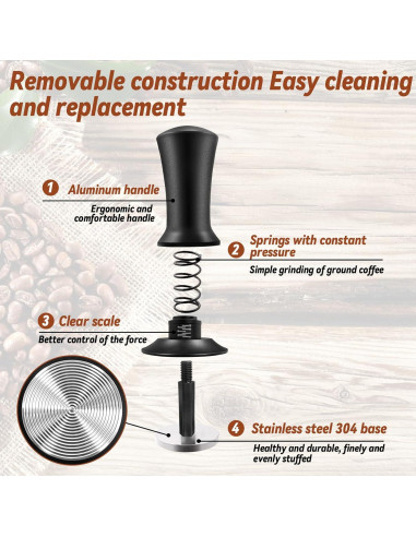 Kit de Accesorios para Espresso Wenosda 51mm con Tamper y Alfombrilla