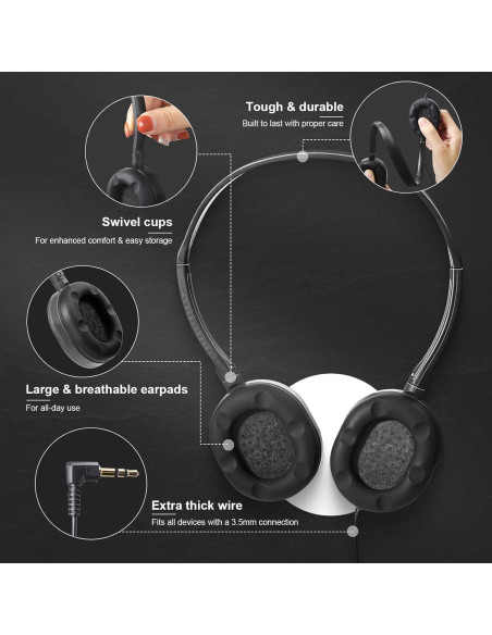 Auriculares con Cable Flutesan para Niños 30 Piezas Negro