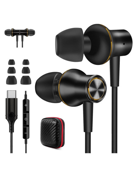 Auriculares USB C Jiunai con Micrófono y Control de Volumen