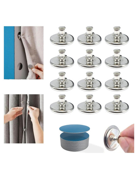 Cierre Magnético para Cortinas MLAPIS - 12 Clips de Zinc