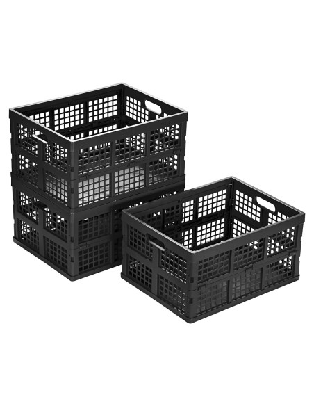 Cajas de Almacenamiento Plegables Esliter 34L - Paquete de 3 Negro