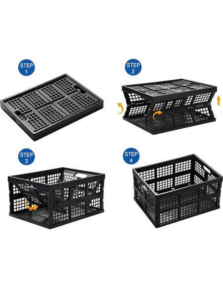 Cajas de Almacenamiento Plegables Esliter 34L - Paquete de 3 Negro