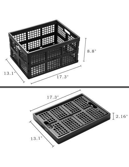 Cajas de Almacenamiento Plegables Esliter 34L - Paquete de 3 Negro
