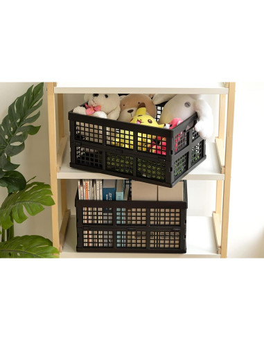 Cajas de Almacenamiento Plegables Esliter 34L - Paquete de 3 Negro