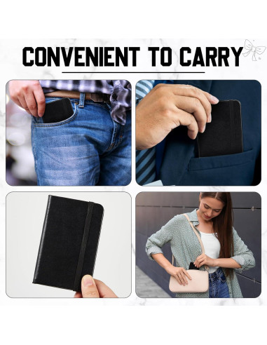 2 Cuadernos de Piel Dura Negro Qeeenar 10 x 6.5 cm 50 Hojas