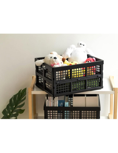 Cajas de Almacenamiento Plegables Esliter 34L - Paquete de 3 Negro