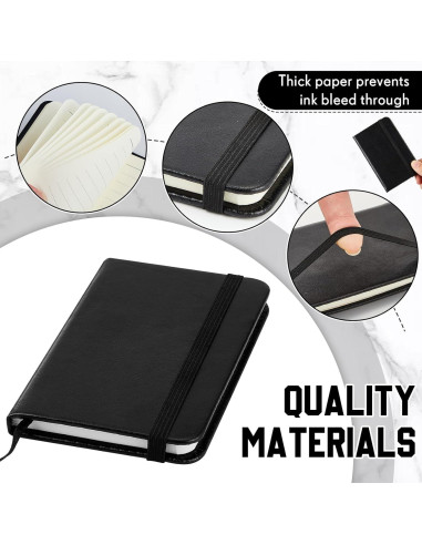 2 Cuadernos de Piel Dura Negro Qeeenar 10 x 6.5 cm 50 Hojas