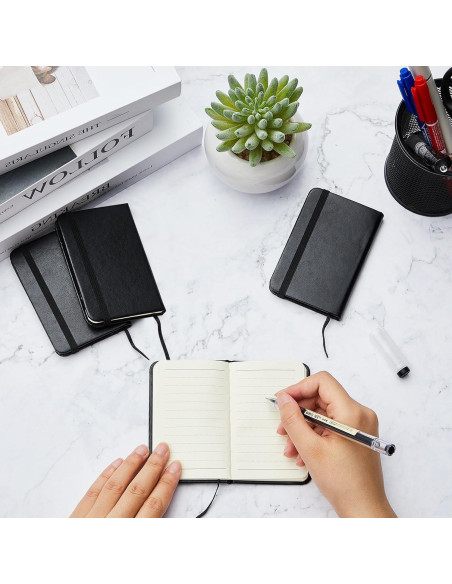 2 Cuadernos de Piel Dura Negro Qeeenar 10 x 6.5 cm 50 Hojas