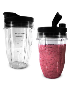 2 Tazas de Licuadora Ninja 18 Oz KETAR con Tapas de Sorbo
