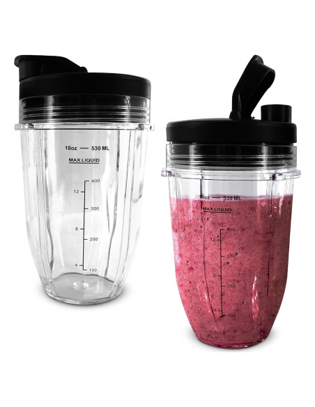 2 Tazas de Licuadora Ninja 18 Oz KETAR con Tapas de Sorbo