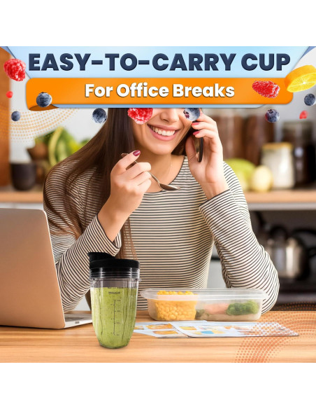 2 Tazas de Licuadora Ninja 18 Oz KETAR con Tapas de Sorbo